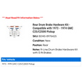 thumbnail image 2 of Rear Drum Brake Hardware Kit - Compatible with 1973 - 1974 GMC C25/C2500 Pickup - Raybestos, 2 of 2