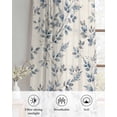 thumbnail image 6 of Navy Blue Leaves Sheer Curtains 45 Inch Length 2 Panels Set for Living Room/Bedroom, Vintage Summer Botanical Farmhouse Rustic Kitchen Curtains Grommet Semi-Sheer Curtains Window Treatments 42"x45"x2, 6 of 7