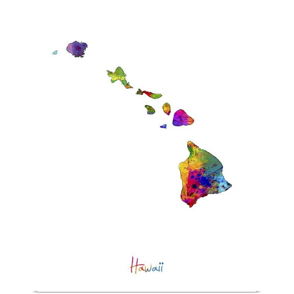 Great BIG Canvas | Rolled Michael Tompsett Poster Print entitled Hawaii Map