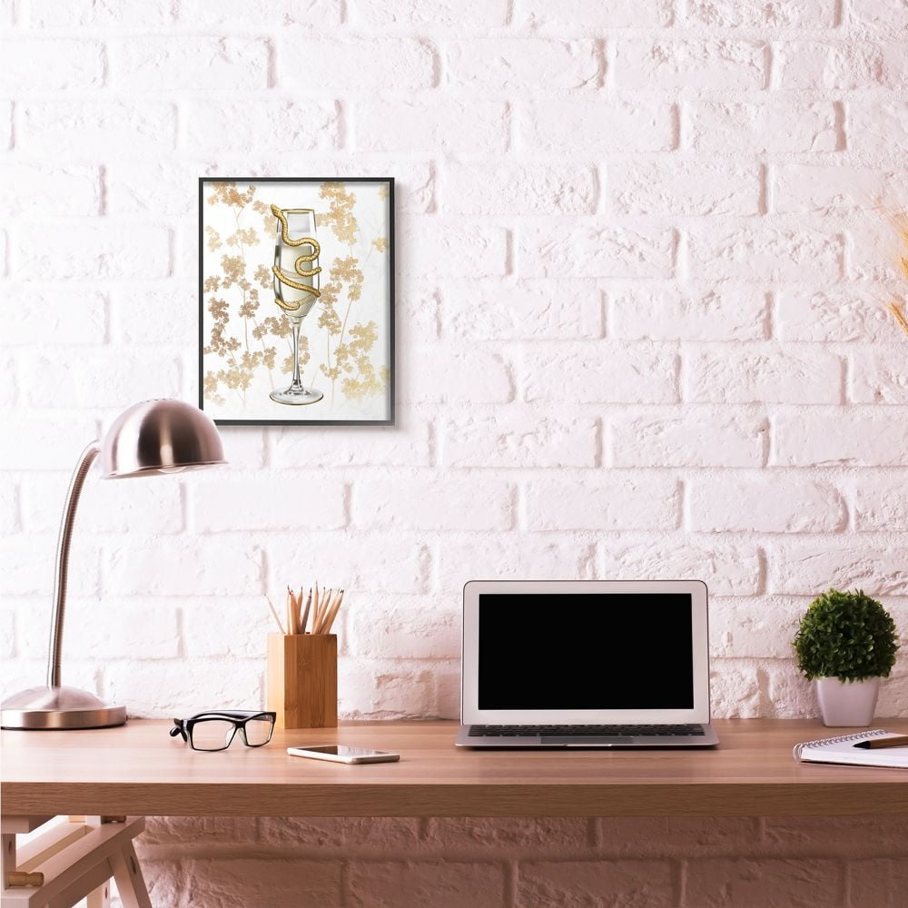 Gold Serpent Glass Glam Fashion Design Oversized Framed Giclee Texturized Art by Ziwei Li