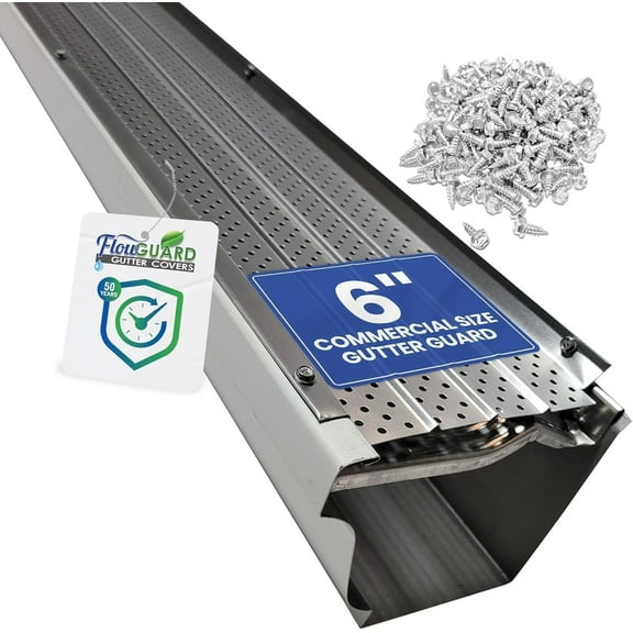 FlexxPoint 30 Year Gutter Cover System, Black Commercial 6" Gutter Guards, 102ft