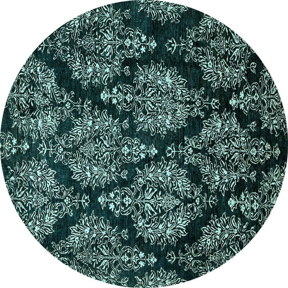 Ahgly Company Indoor Round Abstract Light Blue Modern Area Rugs, 6' Round