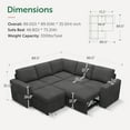 thumbnail image 3 of Marrber Gray L-Shaped Modular Sectional Sleeper with Pull-Out Sofa Bed and Storage Ottoman Corduroy Cloud Couch for Living Room, 3 of 10