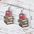 thumbnail image 3 of Funny Wooden Stackable Book Pencil Drop Dangle Earrings Stack of Books for Women Girls Classic Librarian Teacher Student Graduation Back to School Jew, 3 of 3