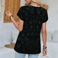 thumbnail image 5 of Teissuly Women's Summer Casual V-neck Short Sleeved T-shirt Lace Printed Top T-shirt Short Sleeved V-neck Top/shirt, 5 of 5