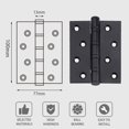 thumbnail image 3 of Bisagra de puerta de acero inoxidable, 2 piezas Bisagras de puerta Bisagras plegables Bisagras de acero inoxidable Bisagra de 3 mm de espesor, para puertas interiores sólidas (negro), 3 of 5