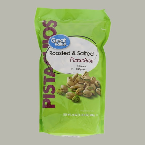 Great Value Roasted and Salted Pistachios, 24 oz