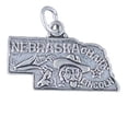 thumbnail image 1 of Sterling Silver 24" Unisex 1.5mm Box Chain NEBRASKA State Pendant Necklace, 1 of 2