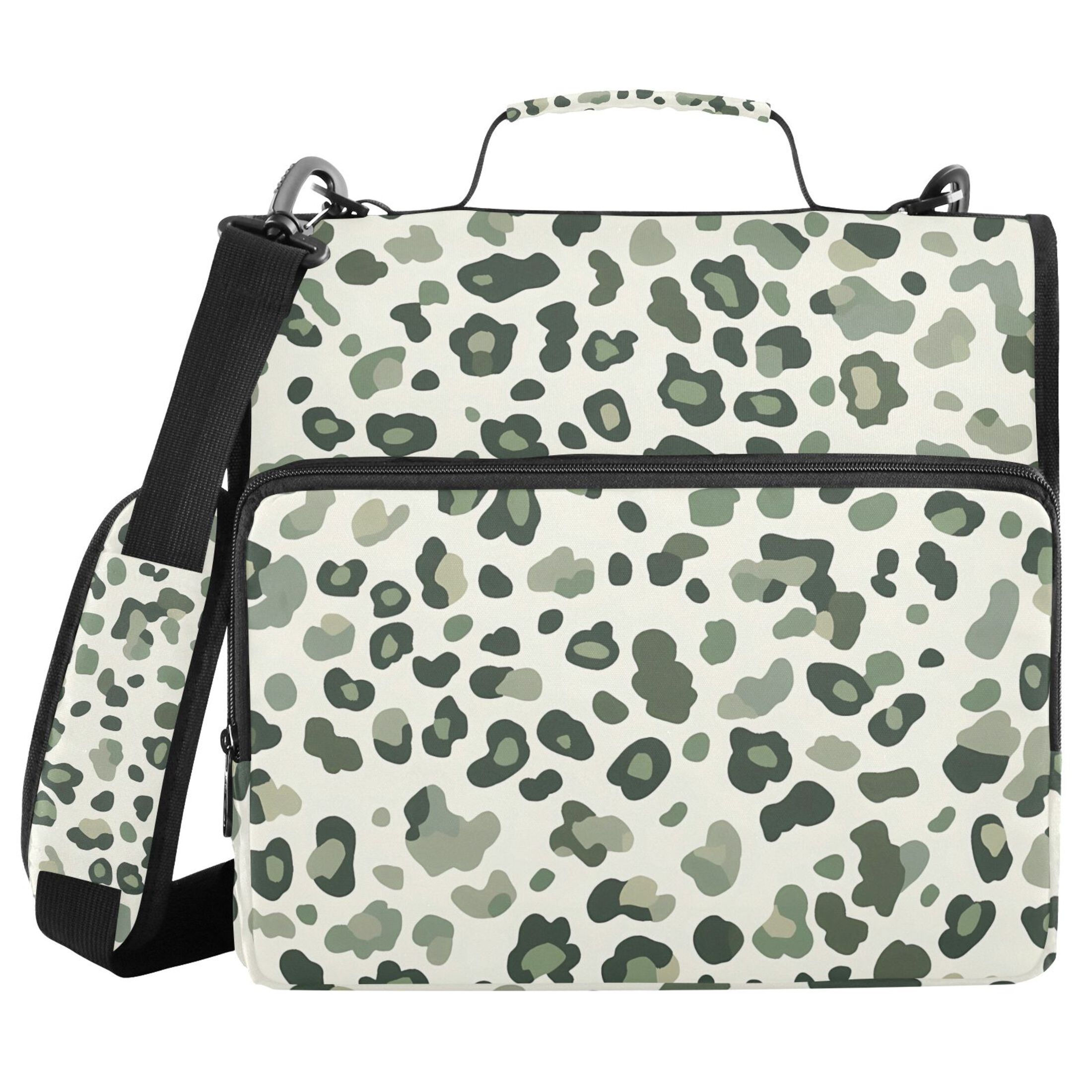ALAZA Zipper Binder Leopard Green-a1 3 Ring Trapper Keeper File Folder Organizer Bag