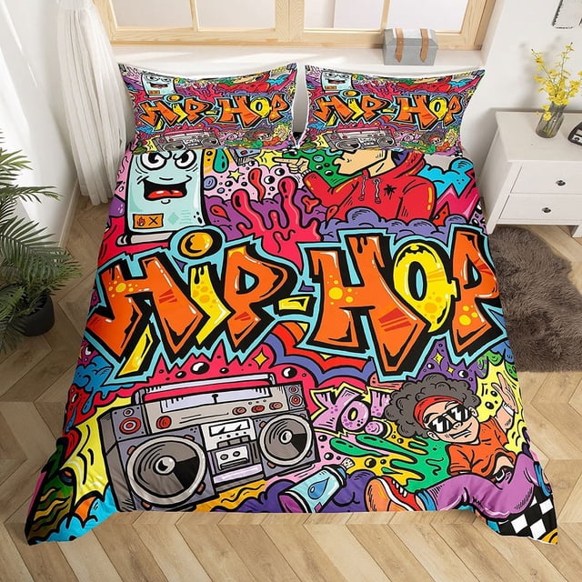 Funda Nórdica King Size Niños Colorido Funda Nórdica Graffiti Art Hippie