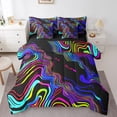 thumbnail image 1 of Abstract Wavy Line Bedding Set Rainbow Gradient Spiral Bed In A Bag With Sheets For Kids Adults,Colorful Geometry Swirls Queen Comforter Set 7 Piece Marble Grain Sheet Set With Comforter, 1 of 5