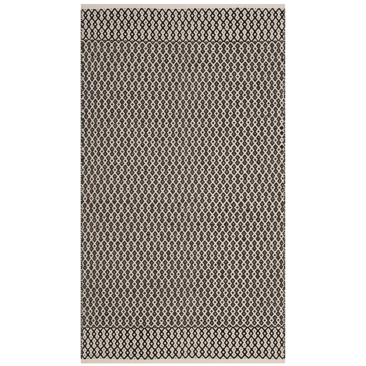 SAFAVIEH Montauk Nazca Geometric Cotton Runner Rug, Ivory/Black, 2'3" x 20'