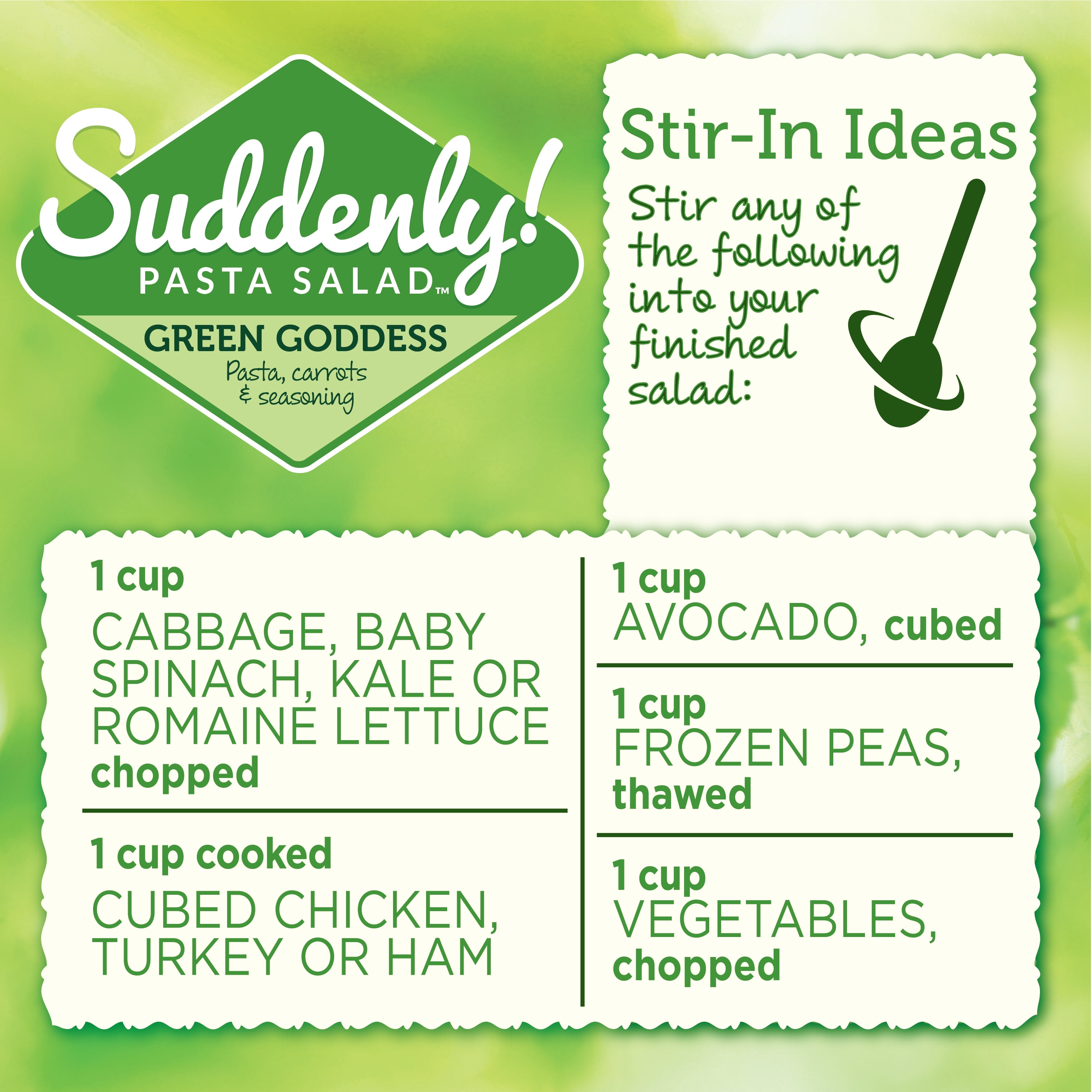 (3 pack) Suddenly Salad Green Goddess Pasta Salad Mix, 7.5oz Box