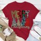 thumbnail image 1 of Puntoco Mujer Casual Cuello Redondo Manga Corta Árbol De Navidad Impreso Camiseta Top Puntoco Puntoco-4277, 1 of 6
