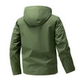 thumbnail image 5 of Brondbend Mens Jacket Waterproof Men's Thin Sports Multi-bag Casual Loose Mountaineering tooling Outdoor Long Sleeve Hooded Casual Outwear Jackets Loose Fit Travel Hiking Versatile,Green, 5 of 5
