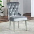 thumbnail image 3 of Newboti Furniture Glam Dark Gray Flannelette 2pcs Side Chairs Acrylic Tufted Upholstered Dining Chairs Wingback Design 92791, 3 of 10