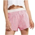 thumbnail image 3 of BiZtdJrK Womens Striped Boxer Shorts Comfy Breathable Pajama Shorts Elastic Waisted Baggy Casual Summer Shorts with Pockets Hot Pink XL, 3 of 8