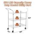 thumbnail image 3 of Commercial Grade Cart, Ventilated Storage Baskets with Wire Shelves and Handle, Food Storage Trolley, Utility Shelf, 3 Tiers, High/Low Handle, 3 of 7