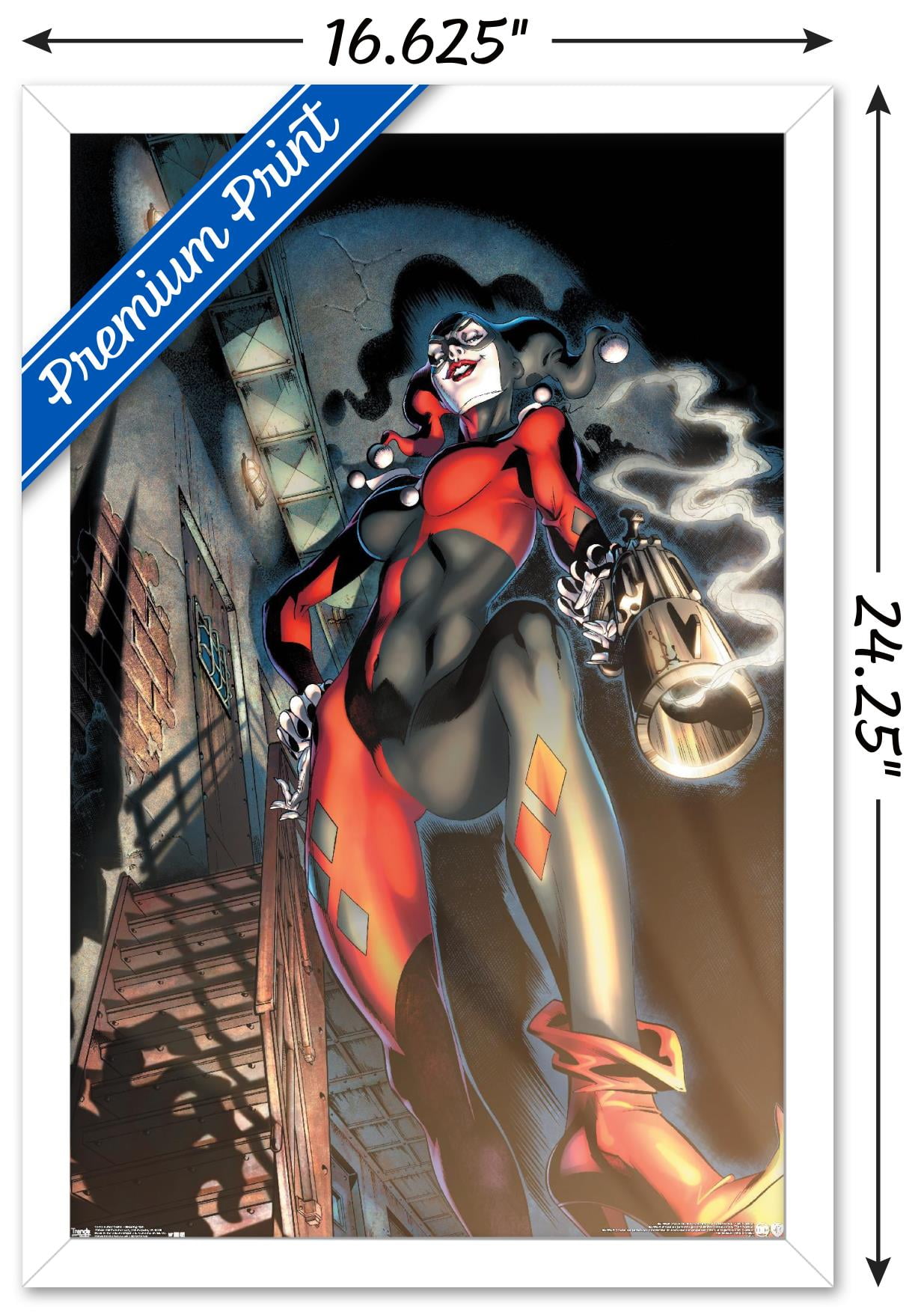 DC Comics - Harley Quinn - Smoking Gun Wall Poster, 14.725" x 22.375", Framed