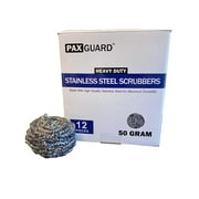 PAX GUARD Stainless Steel Scouring Pads - Large 50g Heavy Duty Steel Wool Scrubbers (12 Pack) - Industrial & Commercial Use - Individually Wrapped