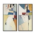 thumbnail image 2 of Designart "Resurfacing Memories Retro Collage I" Abstract Painting Framed Wall Art Set Of 2 - Modern Blue Frame Gallery Set For Office Decor, 2 of 6