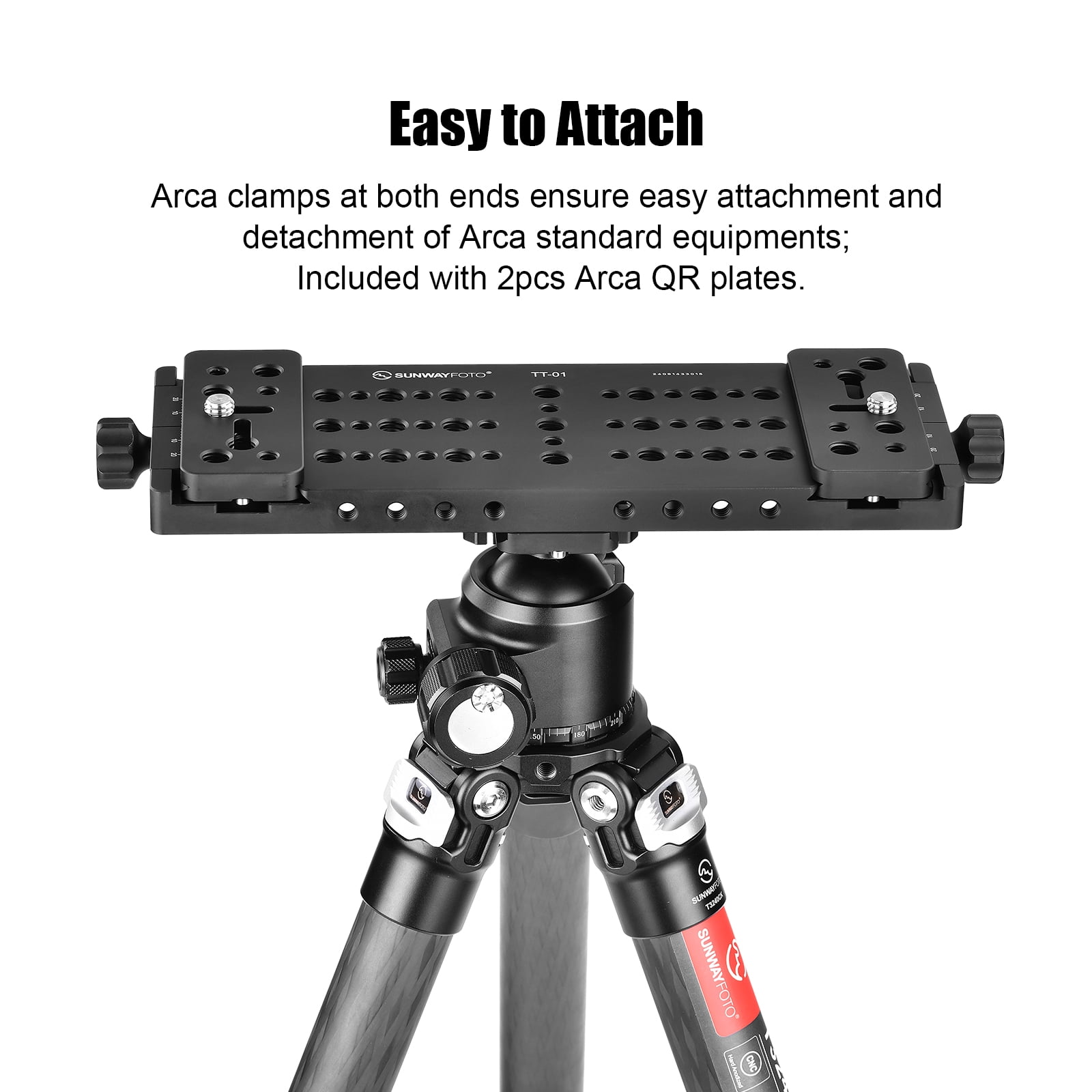 SUNWAYFOTO TT-01 Tripod Tactical Table, Tac-Table, Multi-Purpose Mounting Platform, Integrated Arca Rail, 1/4" and 3/8",Hunter Tripod Plate,11.2''x3.6''(285mmx91mm)
