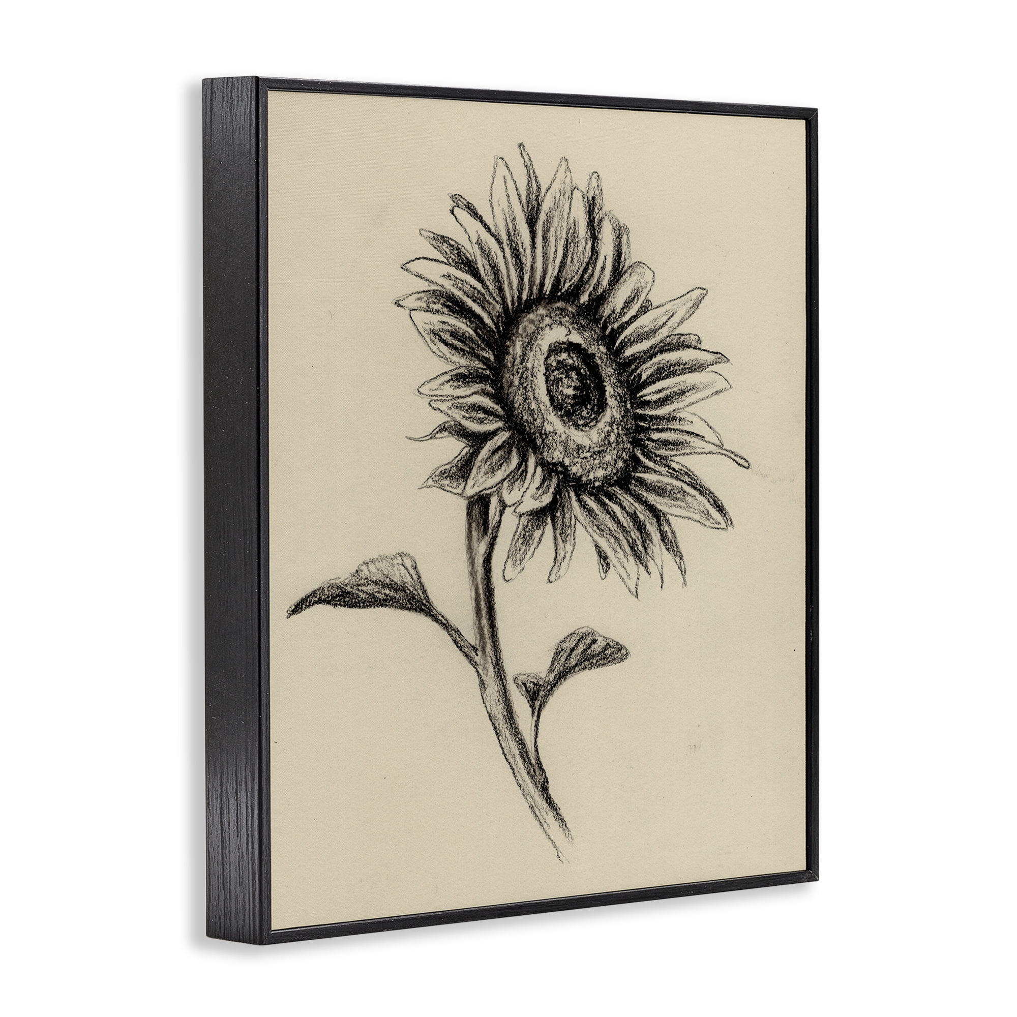 Stupell Industries Sunflowers in Charcoal Black Framed Giclee Art, design by Leah Noel Art