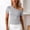 Gray, variant on Women's Summer Multi Style Solid Casual Top, One Shoulder Off Shoulder Round Neck Short Sleeve Blouse Wine L