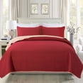 thumbnail image 2 of JML Quilt Set 3 Piece Microfiber Coverlet Shams Set, Reversible Queen, Red & Pink, 2 of 6
