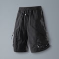 thumbnail image 3 of Men's Quick Dry Cargo Shorts, Elastic Drawstring Waist with Multi-Pockets,Breathable Workout Shorts, Lightweight Gym Running Shorts Black XL, 3 of 5