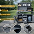 thumbnail image 4 of Harper & Bright Designs Outdoor Potting Bench Table with Cabinet, Garden Workstation Table for Plants with Hutch, Large All-Weather Potting Table with Stainless Steel Top, Drawers and Shelves, Gray, 4 of 20