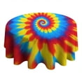 thumbnail image 4 of Colorful Tie Dye Mandala Pattern Round Tablecloth 60"x60",Wrinkle Wipeable Table Cloth for Kitchen Dining Room Picnic Patio Party, 4 of 6
