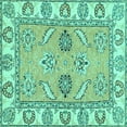 thumbnail image 1 of Ahgly Company Machine Washable Indoor Square Abstract Turquoise Blue Modern Area Rugs, 7' Square, 1 of 4
