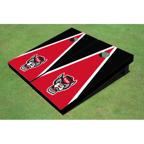 NC State University Red and Black Matching Triangle Cornhole Boards