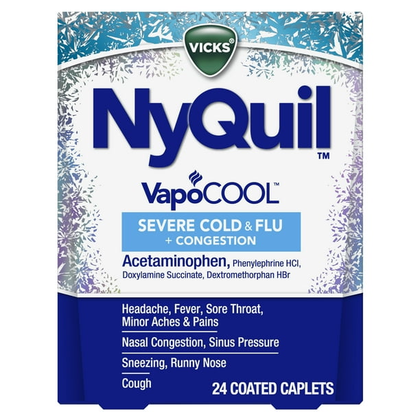 Vicks Nyquil Severe Vapocool Cold And Flu Medicine Caplets 24 Ct Walmart Com Walmart Com