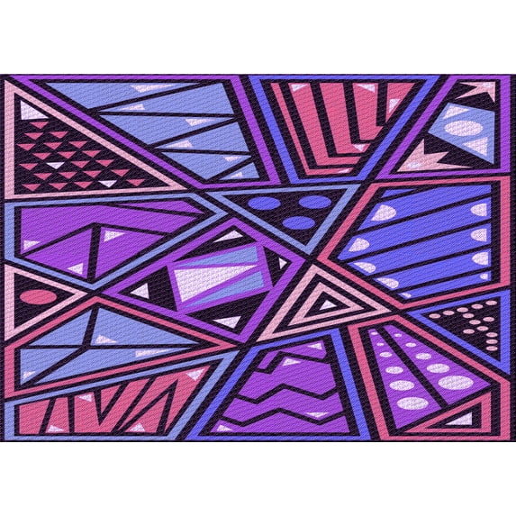 Ahgly Company Indoor Rectangle Patterned Purple Iris Purple Area Rugs, 7' x 9'