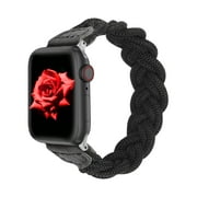 Wearlizer Compatible with Apple Watch Band 38mm 40mm 41mm Slim Elastic Braided Solo Loop Strap Wristband Stretchy Woven Bracelet Accessories for iWatch Series 7 6 5 4 3 2 1 SE (Black, XS)