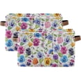 thumbnail image 2 of GZHJMY Storage Basket, Summer Pansy Flowers Storage Bin with Handle, Large Storage Cube Collapsible for Shelves Closet Bedroom Living Room, 2 Pack, 2 of 7