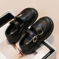 thumbnail image 5 of Nmnitkp Girls Dress Shoes British Style Double Buckle Loafers, PU Leather Chunky Sole Shoes, Non-Slip Soft Sole School Uniform Shoes for Boys & Girls (Spring & Fall) Black,3-3.5Years, 5 of 6
