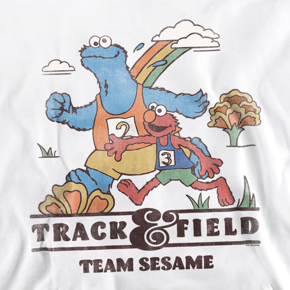 Sesame Street Track & Field Unisex Adult Crewneck Sweatshirt, White, Medium