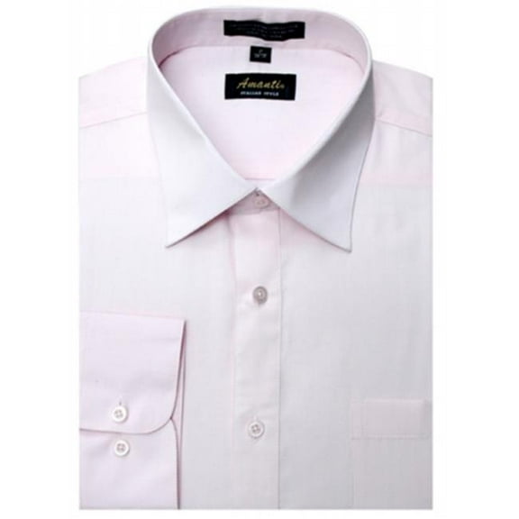 Amanti CL1008-22x34-35 Amanti Mens Wrinkle Free Pink Dress Shirt - Pink-22 x 34-35