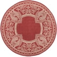 thumbnail image 2 of Safavieh Courtyard Cooper Botanical Indoor/Outdoor Area Rug, Red/Natural, 6'7" x 6'7" Round, 2 of 10