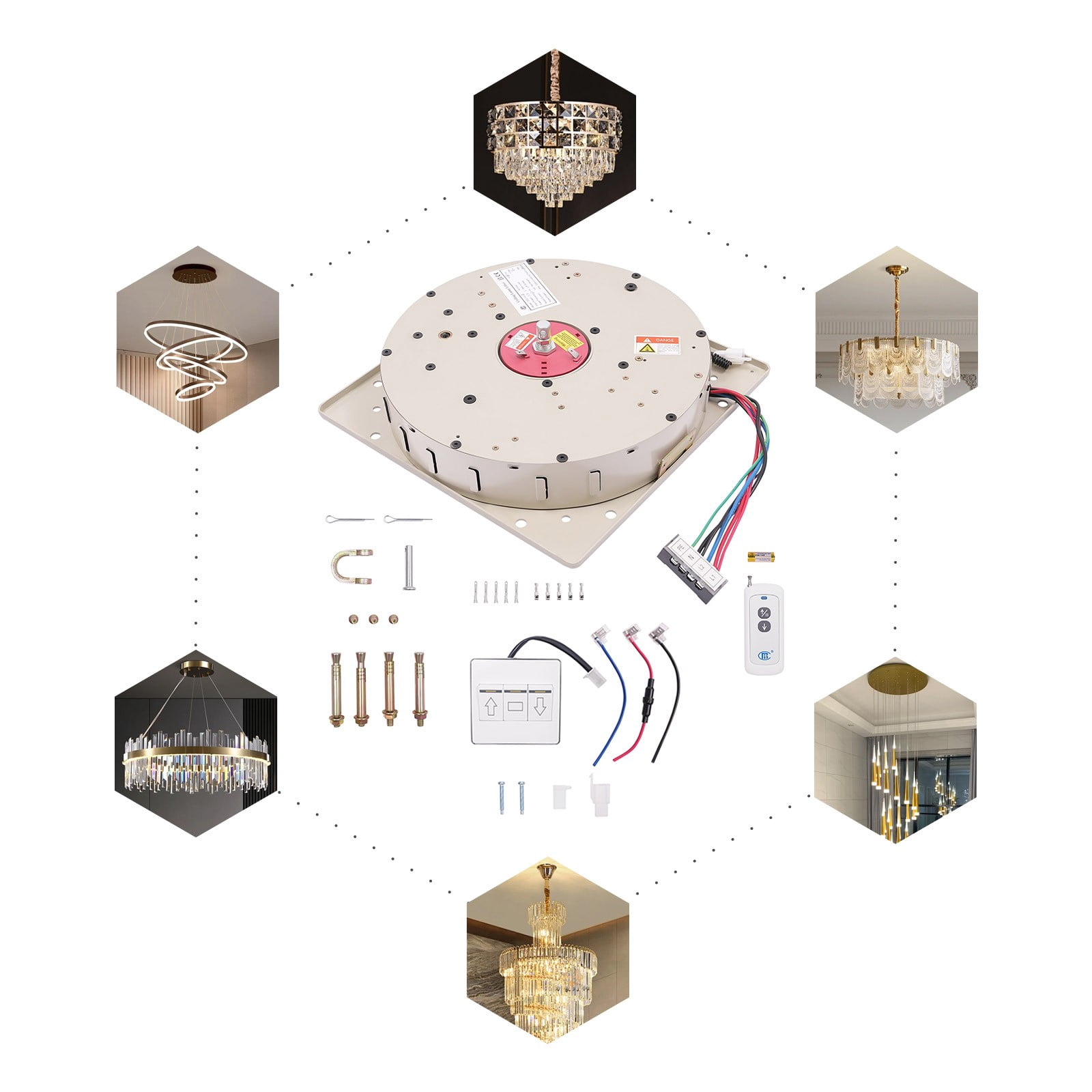 Chandelier Lifter, Electric Motor Villas Pendant Lamps Lifter, Chandelier Hoist Lifter System