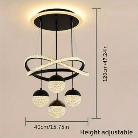 

WNGSHA Modern LED tri-color variable light acrylic lamp shade Restaurant light Dining room chandelier Simple apartment living room clothing store stairs