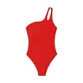 thumbnail image 2 of Generic Women One Shoulder One Piece Swimsuit Bathing Suits Modest Full Coverage Keyhole Cutout Beach Swimwear, 2 of 2