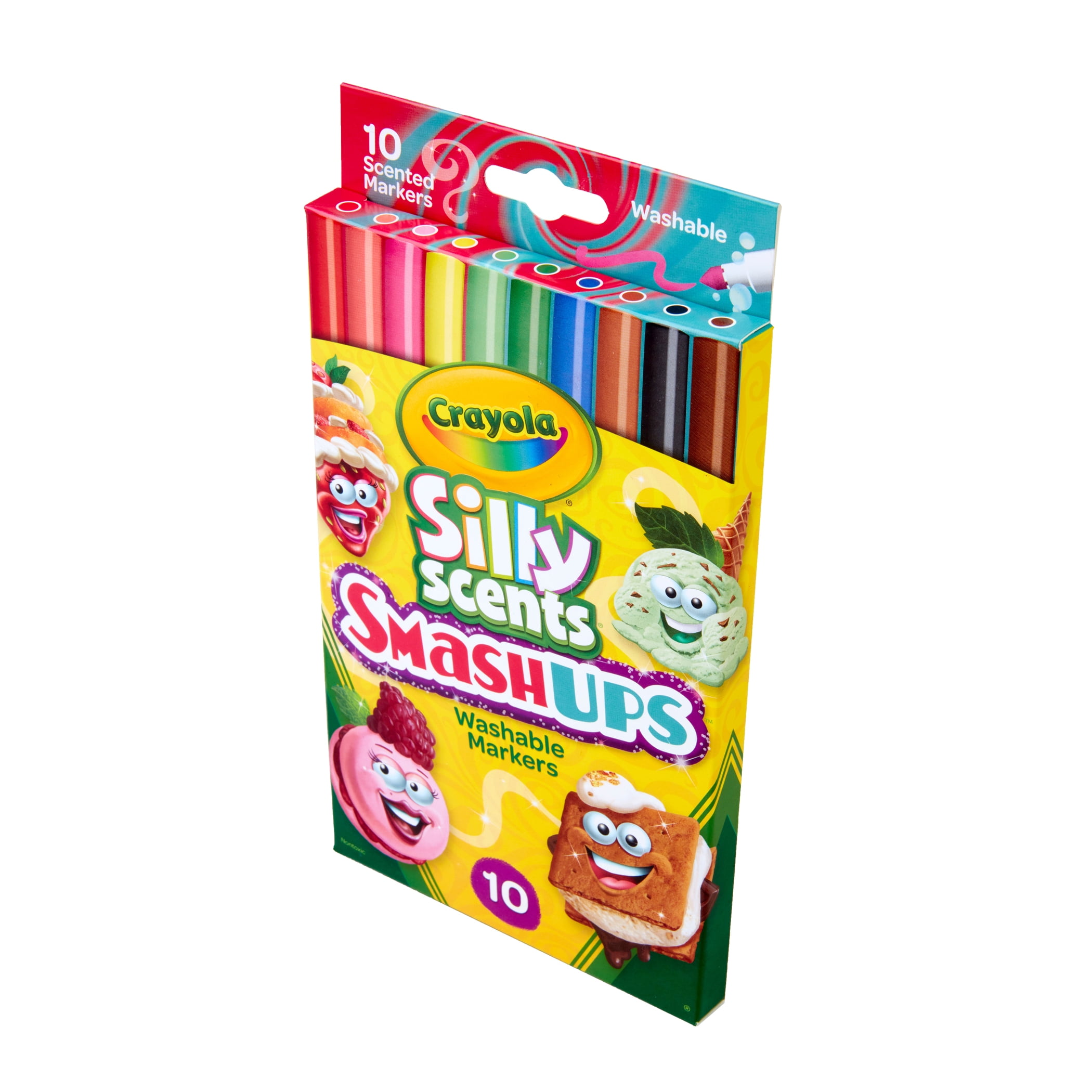 Crayola Silly Scents Smash Ups Slim Washable Scented Markers, 10 Per Pack, 6 Packs