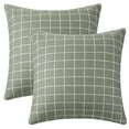 thumbnail image 2 of REGALWOVEN Set of 2 Plaid Throw Pillow Covers, Linen Decorative Cushion Cases Square Pillowcase for Couch Blanco 16" x 16", 2 of 5