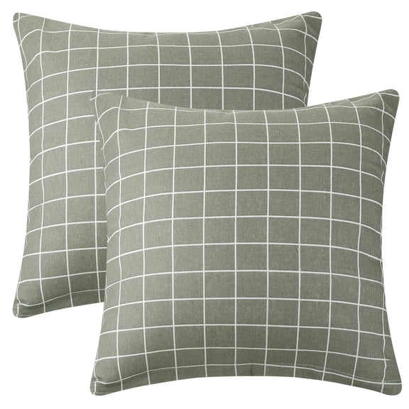 Unique Bargains Plaid Throw Pillow Covers Square Linen Cushion Pillowcase Grey 16" x 16"