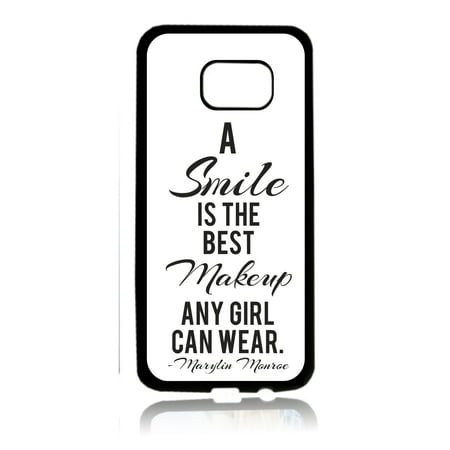 Smile is the Best Makeup Quote Black Rubber Thin Case Cover for the Samsung Galaxy s7 - Samsung Galaxys7 Accessories - s7 Phone