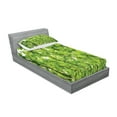 thumbnail image 2 of Ambesonne Green Fitted Sheet & Pillow Sham Set, Summer Fresh Leaves, Twin, Green, 2 of 2